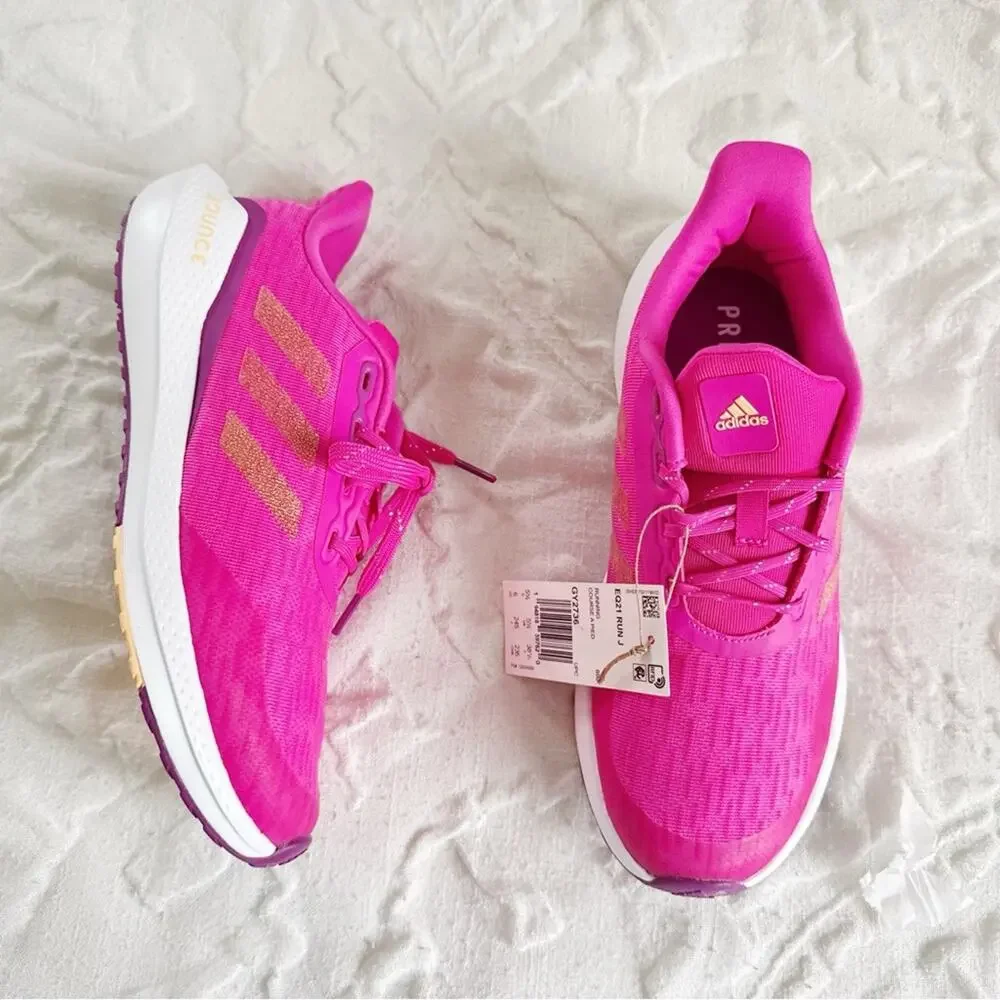 adidas Girl's EQ21 Run (Big Kid) Shock Pink/Acid Orange/Sonic Fuchsia 6